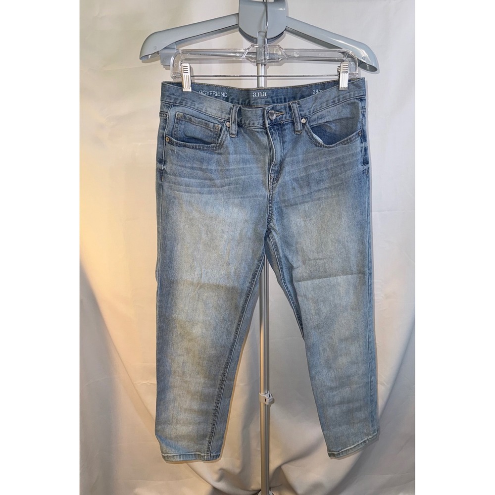 ana A New Approach Boyfriend Jeans Womens 28/6 Light Wash Blue Denim Relaxed Fit